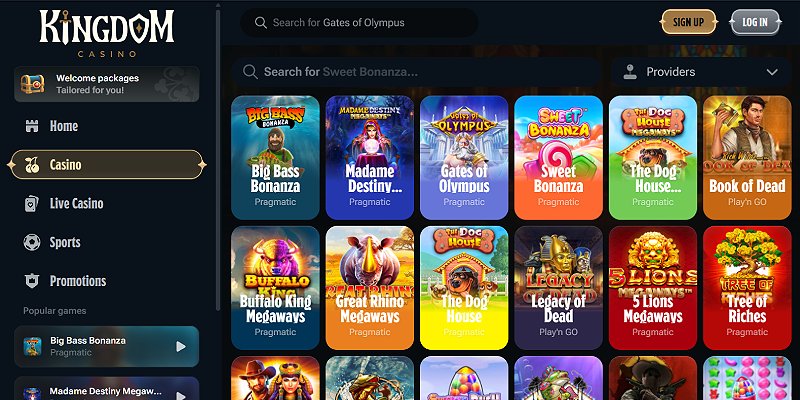 Kingdom Casino – skärmdump av casinot